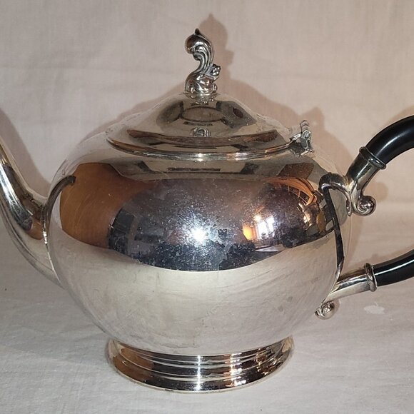 Vintage WM Rogers & Son 5 Piece Tea Coffee Set silver plated brass #1078 black - Picture 4 of 16